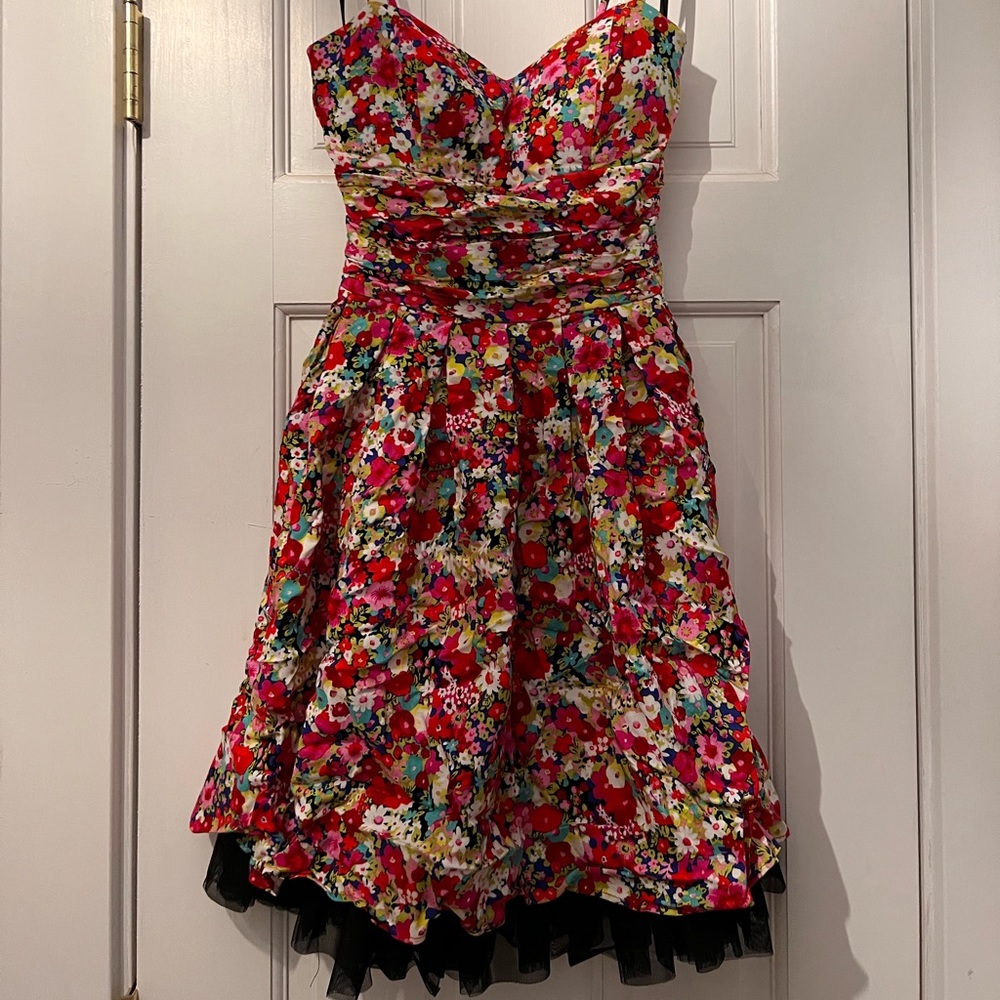 Fit and flare spaghetti strap spring dress